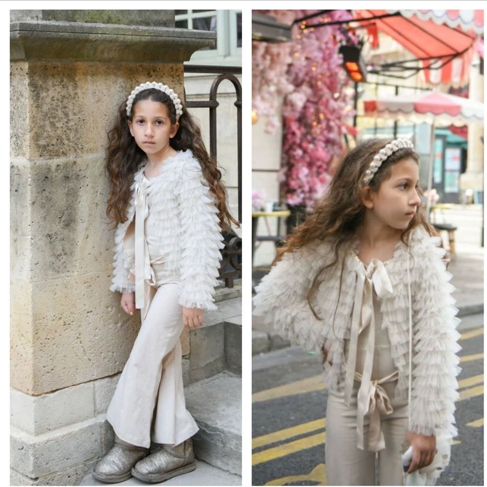 MARAIS SKY mademoiselle tulle jacket in almond and Jumpsuit Size 7/8